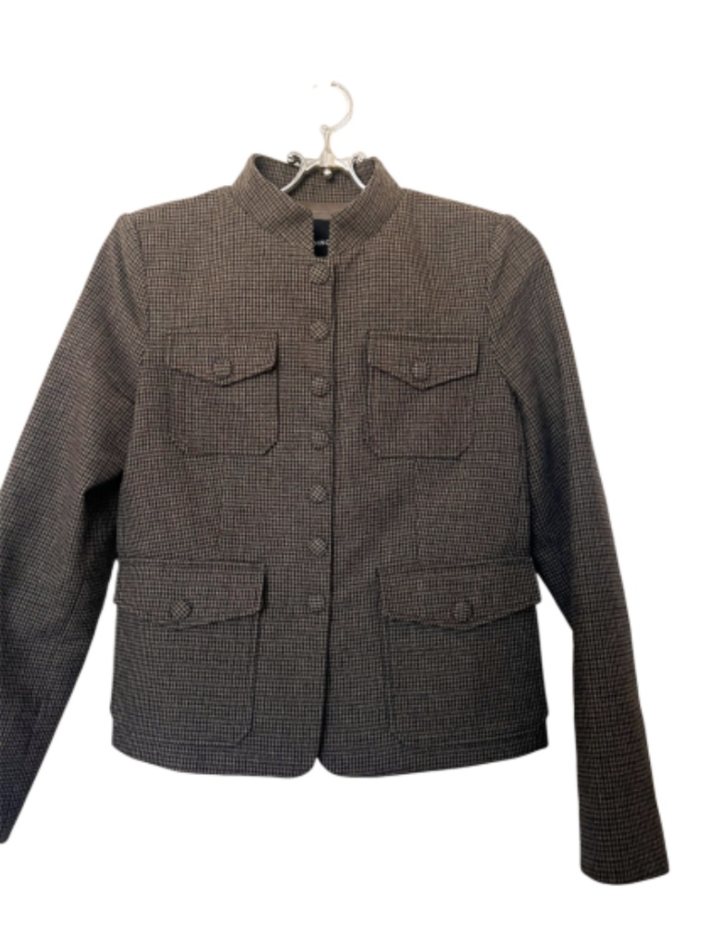 Mango Micro-Houndstooth Wool Jacket Size Small - Picture 8 of 15